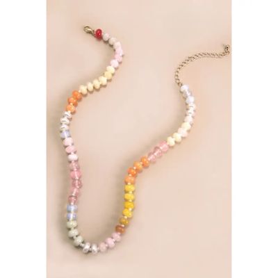 Natural Agate, Glass, Semi Precious Bead Necklace