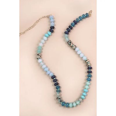 Natural Agate, Glass, Semi Precious Bead Necklace