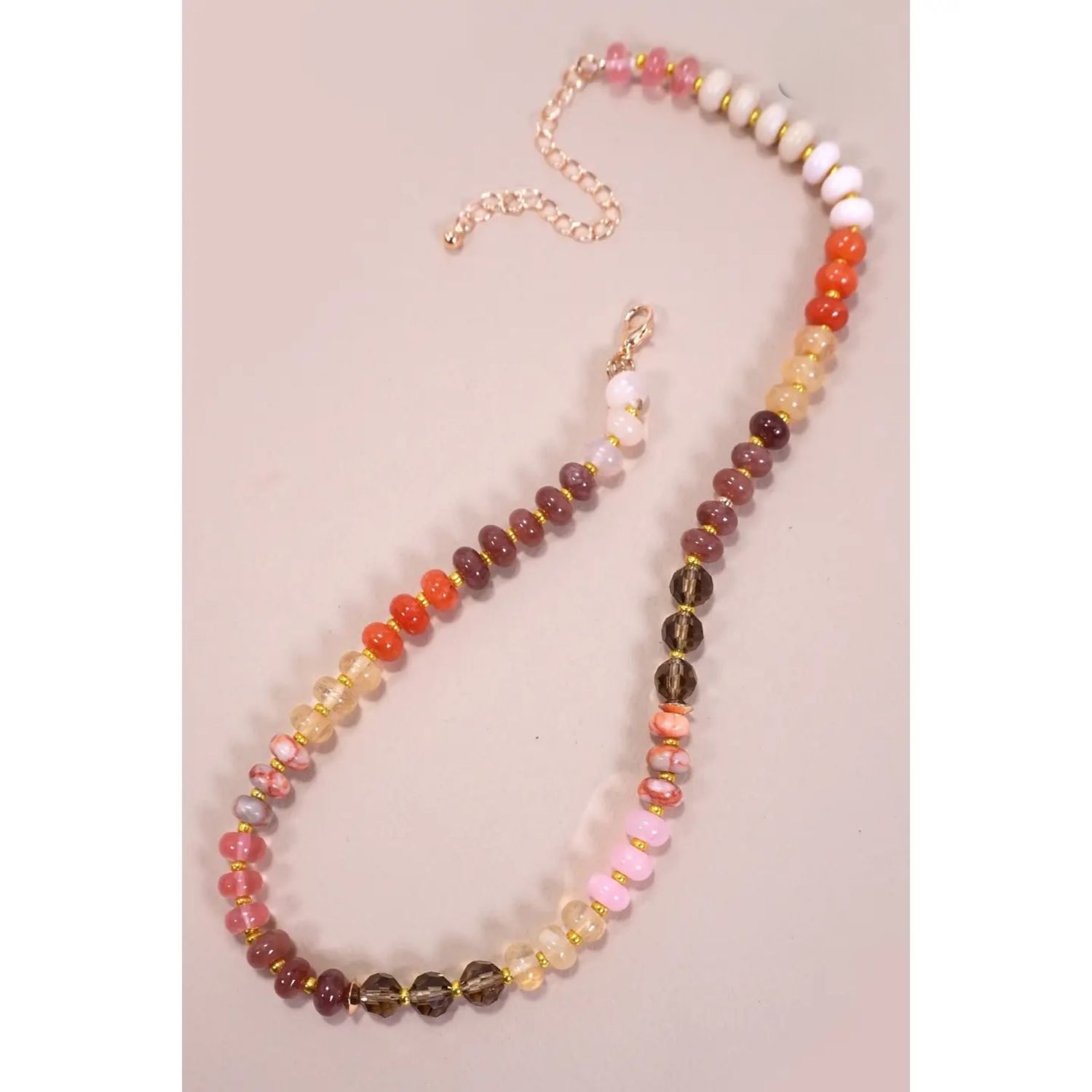 Natural Agate, Glass, Semi Precious Bead Necklace