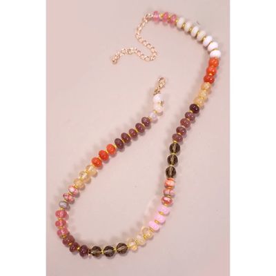 Natural Agate, Glass, Semi Precious Bead Necklace