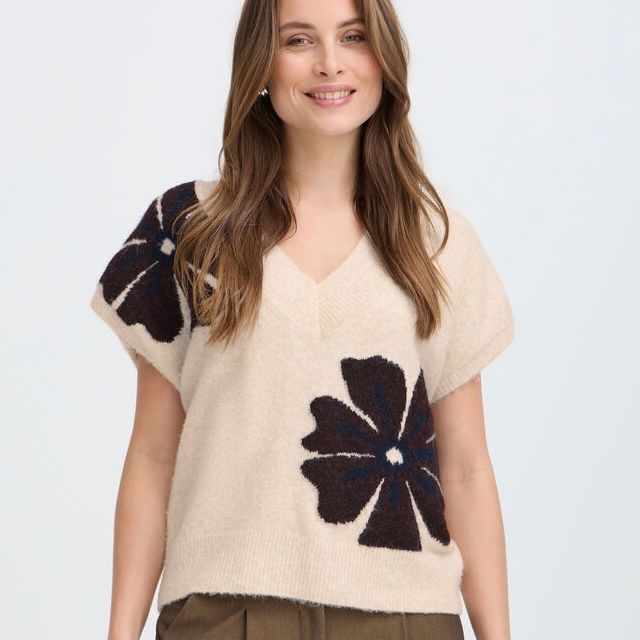 Omea Vneck Pullover, Fig Melange