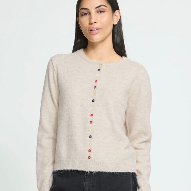 Fantia Dbl Btn Cardigan, Birch Melange