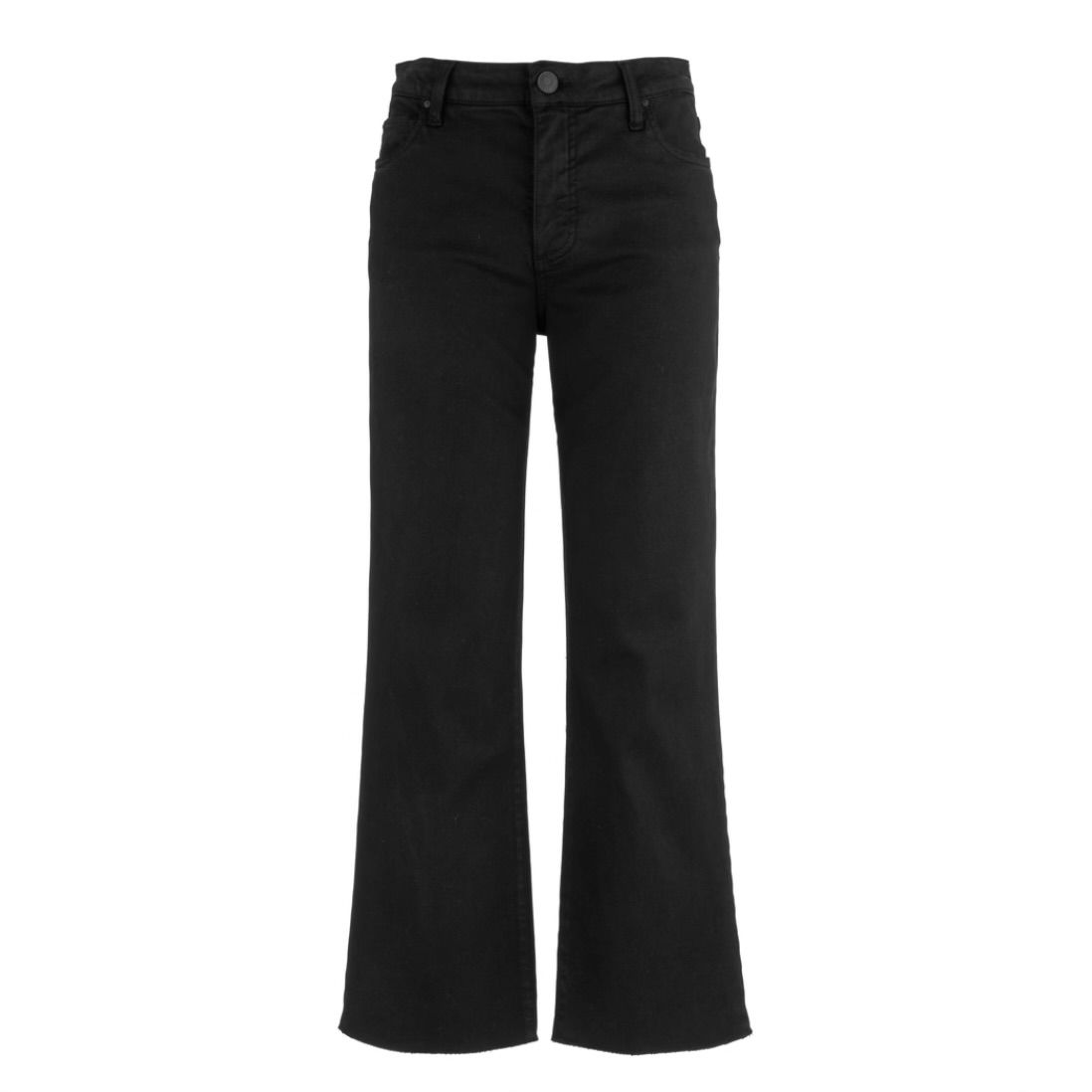 Kelsey High Rise Ankle Flare, Raw Hem, Black