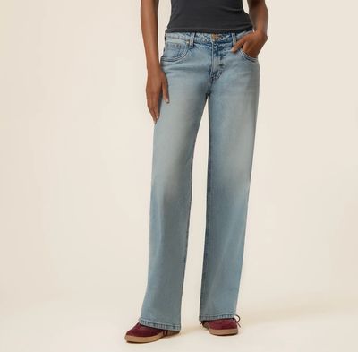 Selena Baggy Low Rise Straight Leg Jean, Enthusiastic