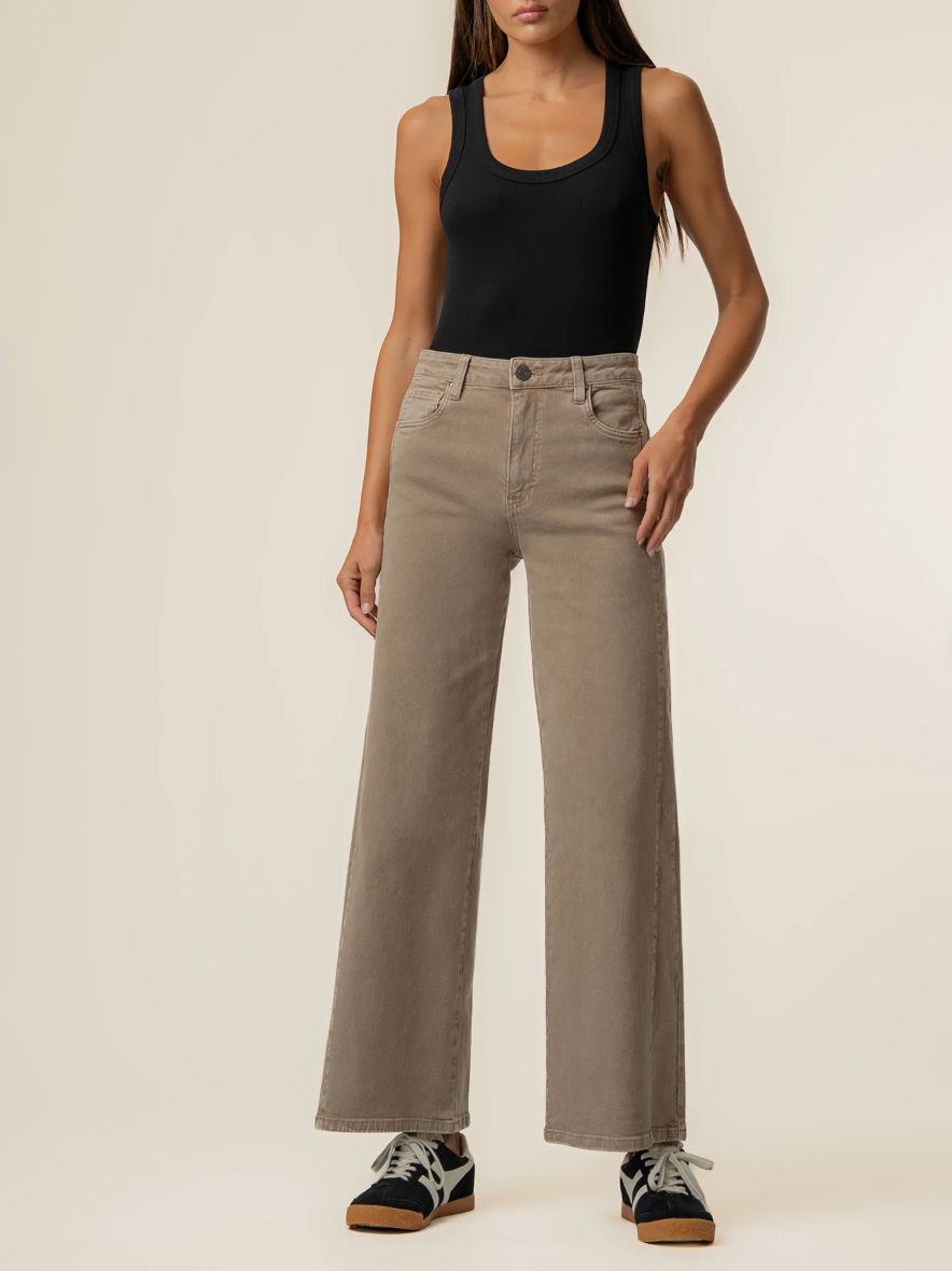 Meg Wide Leg Side Panel Jean, Milk Tea