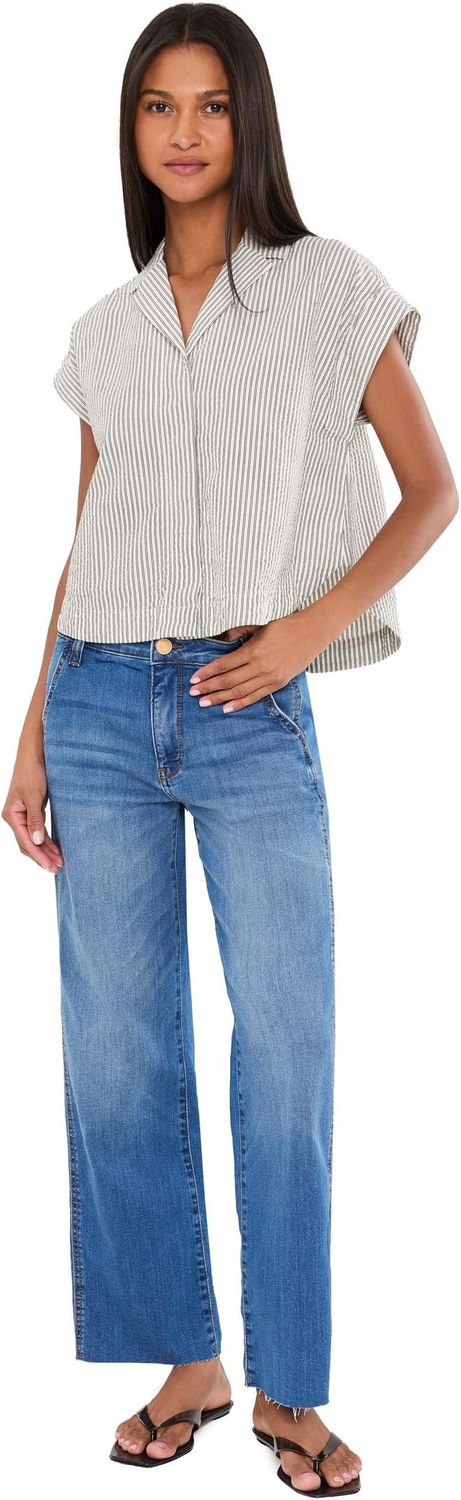 Charlotte Hi Rise Wide Leg, Raw Hem Jean, Artisan