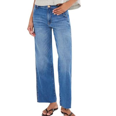 Charlotte Hi Rise Wide Leg, Raw Hem Jean, Artisan