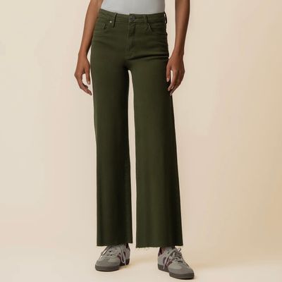 Meg Fab Ab Wide Leg Raw Hem Jean, Tuscan Olive