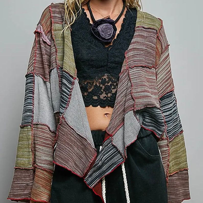 Cropped Patchwork Cardigan