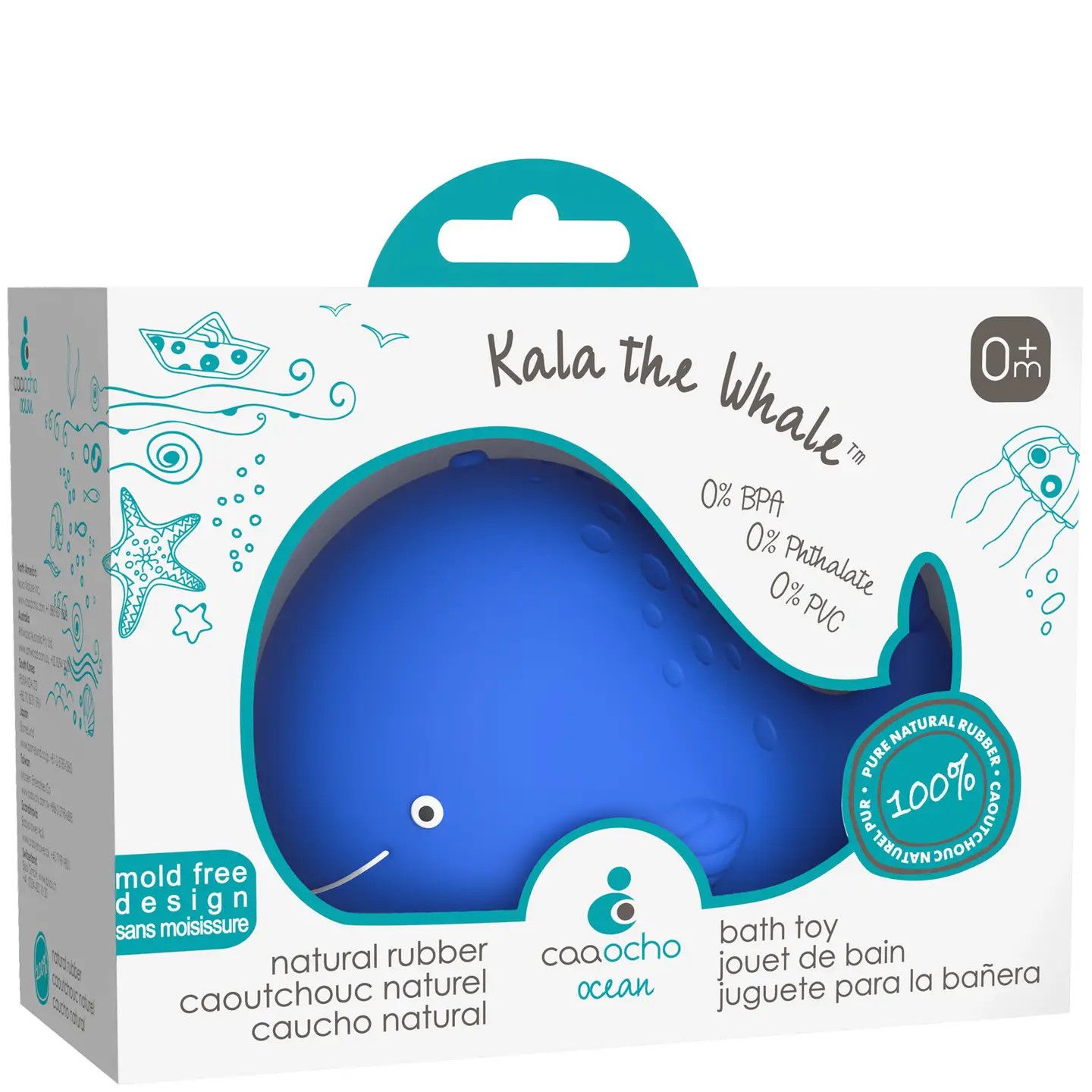 🇨🇦 Natural Rubber Whale Bath Toy, Non Toxic