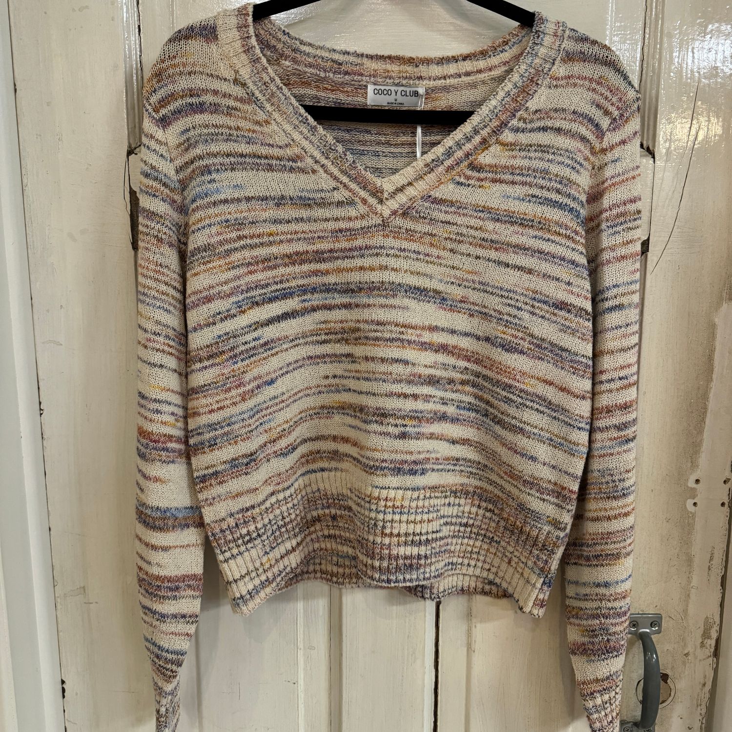 🇨🇦 Variegated Knit V Neck Sweater