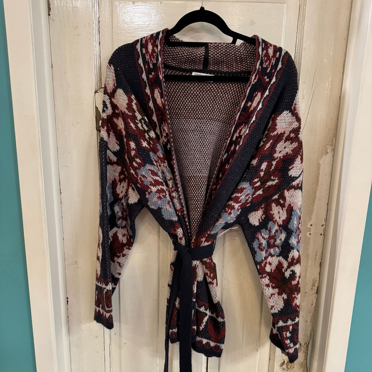 🇨🇦 Floral Patterned Tie Belt Cardi