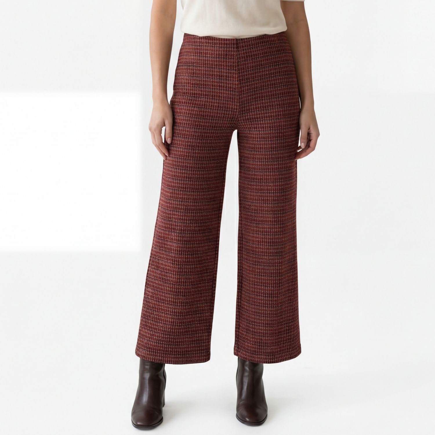 🇨🇦 Check Wide Leg Knit Pant