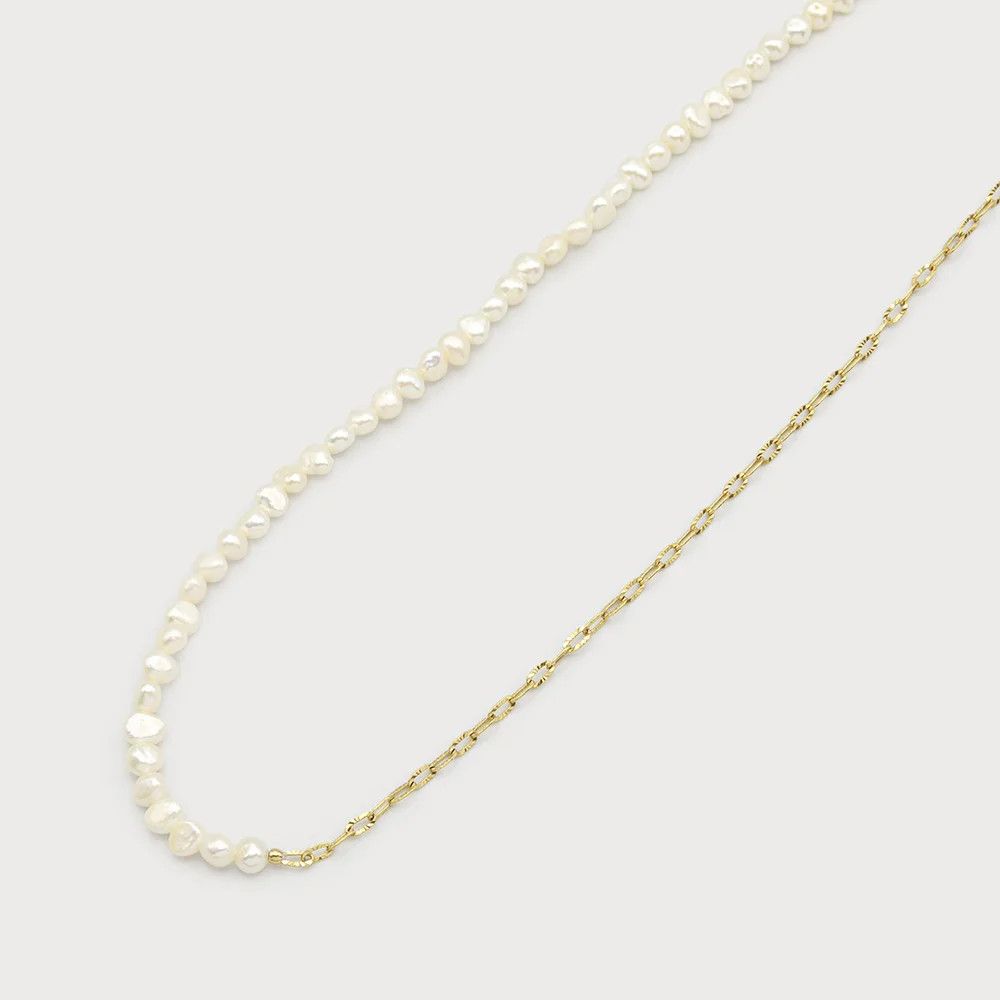 🇨🇦 Pearl and Etched Link Necklace