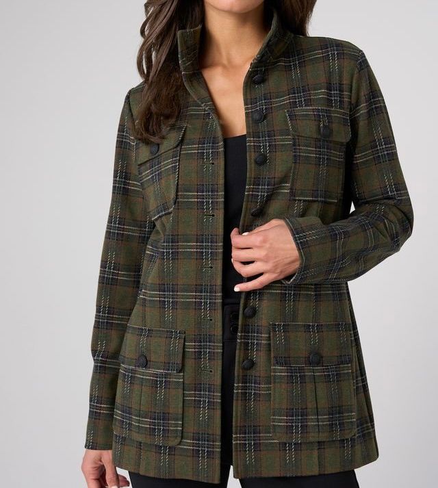 Funnel Neck Tartan Field Jacket
