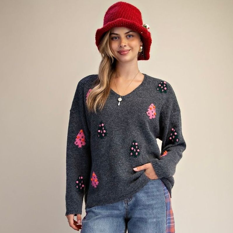 Pom Pom Knit Tree Sweater