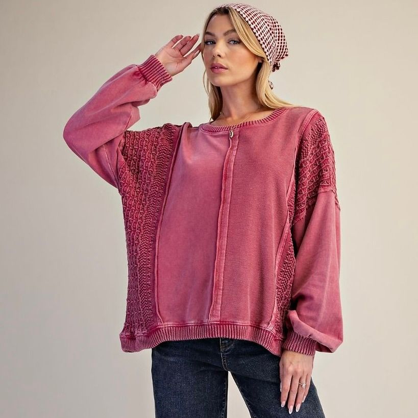 Crochet Mix Terry Knit Shirt