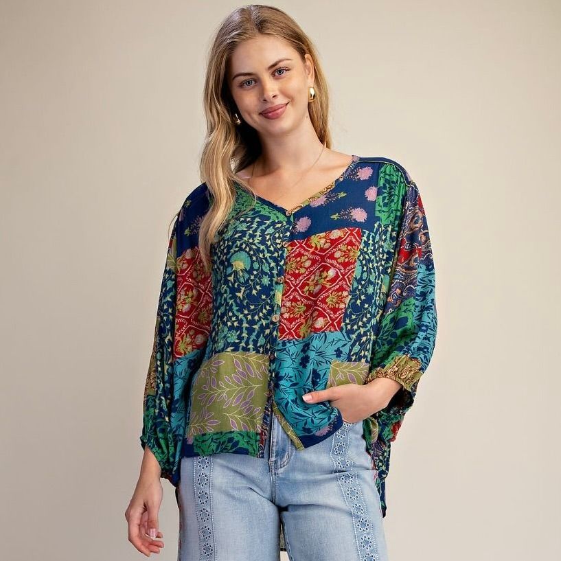 Patchwork Printed Blouse
