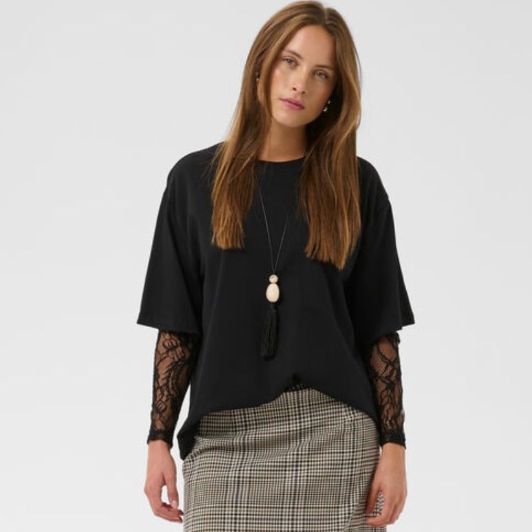 Colum Lace Sleeve T Shirt