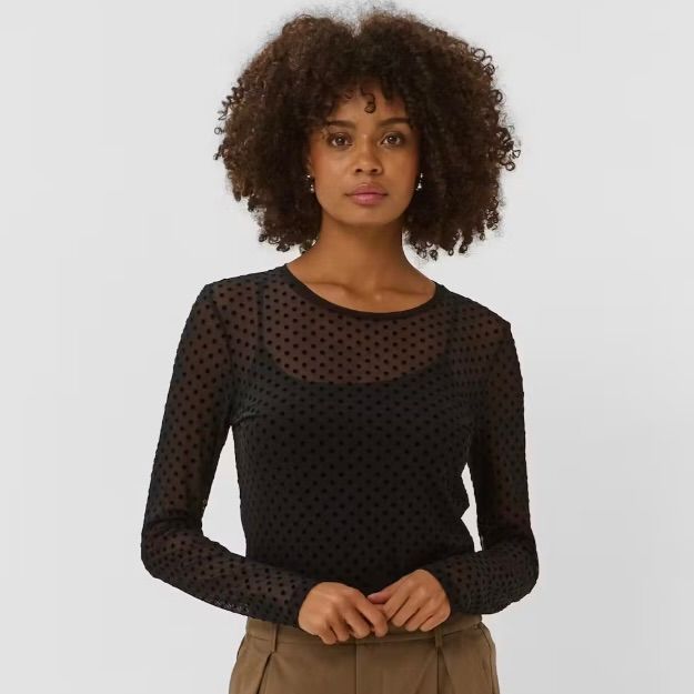 Laya Dot Mesh Blouse
