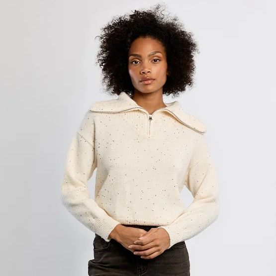 Mini Sequin 1/4 Zip Sweater