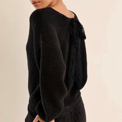 Lace Tie Back V Neck Sweater