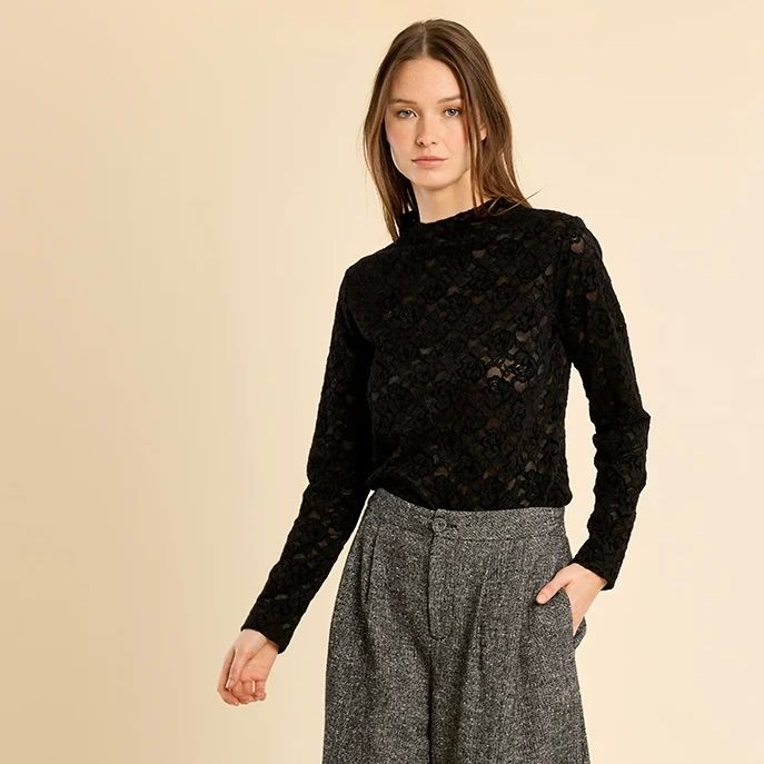 Semi Sheer Lace Top