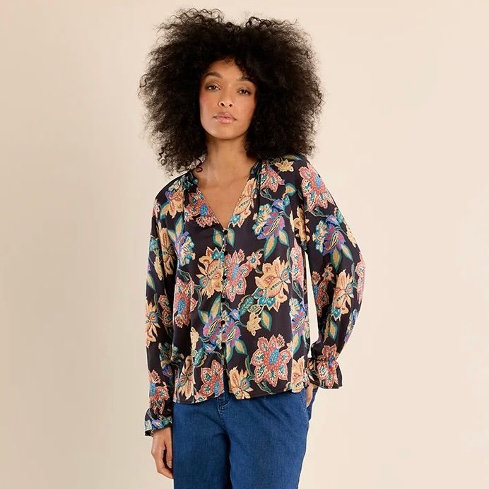 Vintage Floral V Neck Blouse