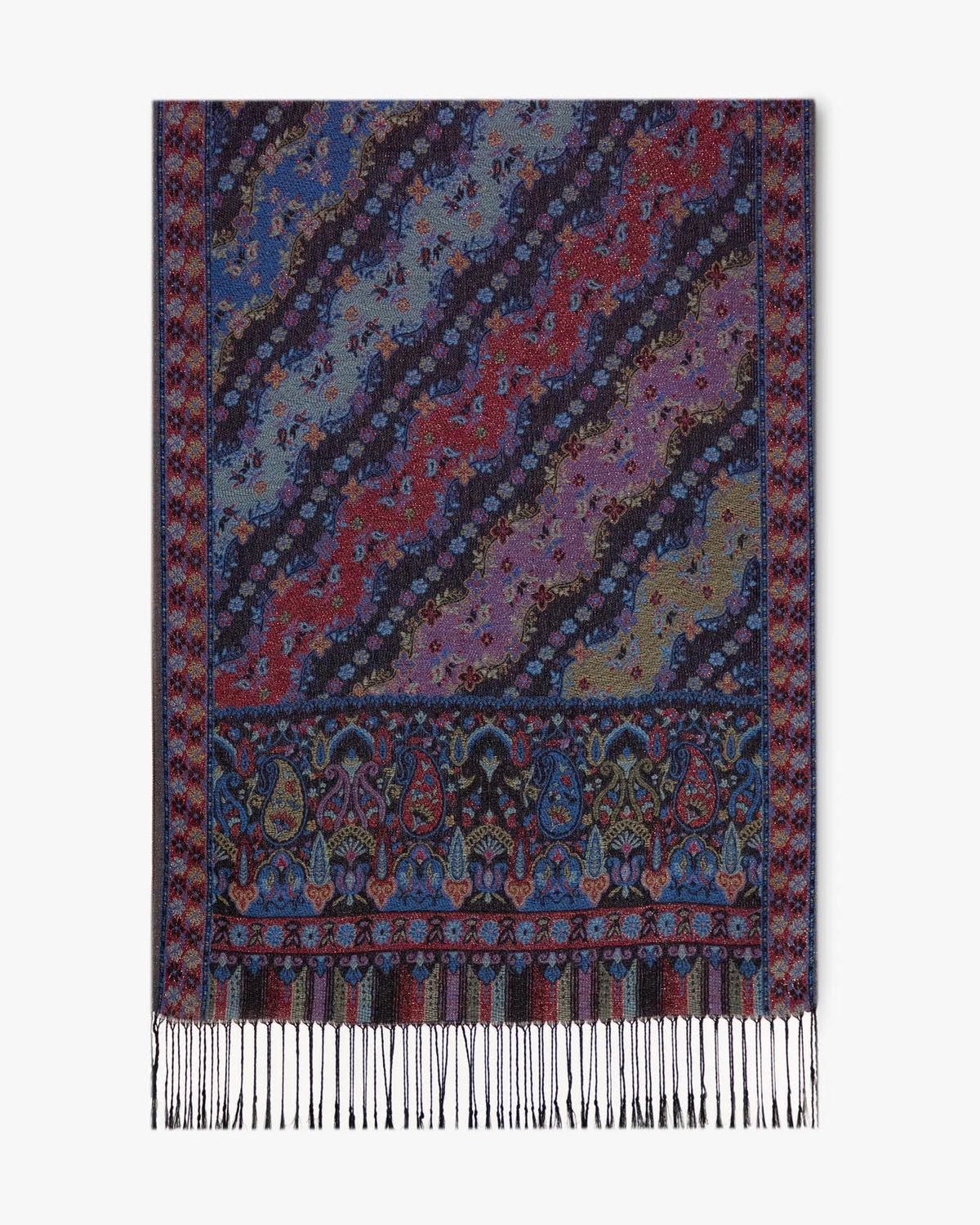 Angled Floral Paisley Shimmer Pashmina