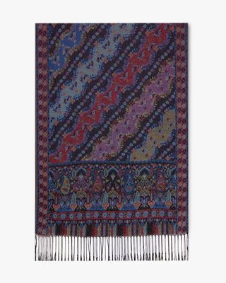 Angled Floral Paisley Shimmer Pashmina