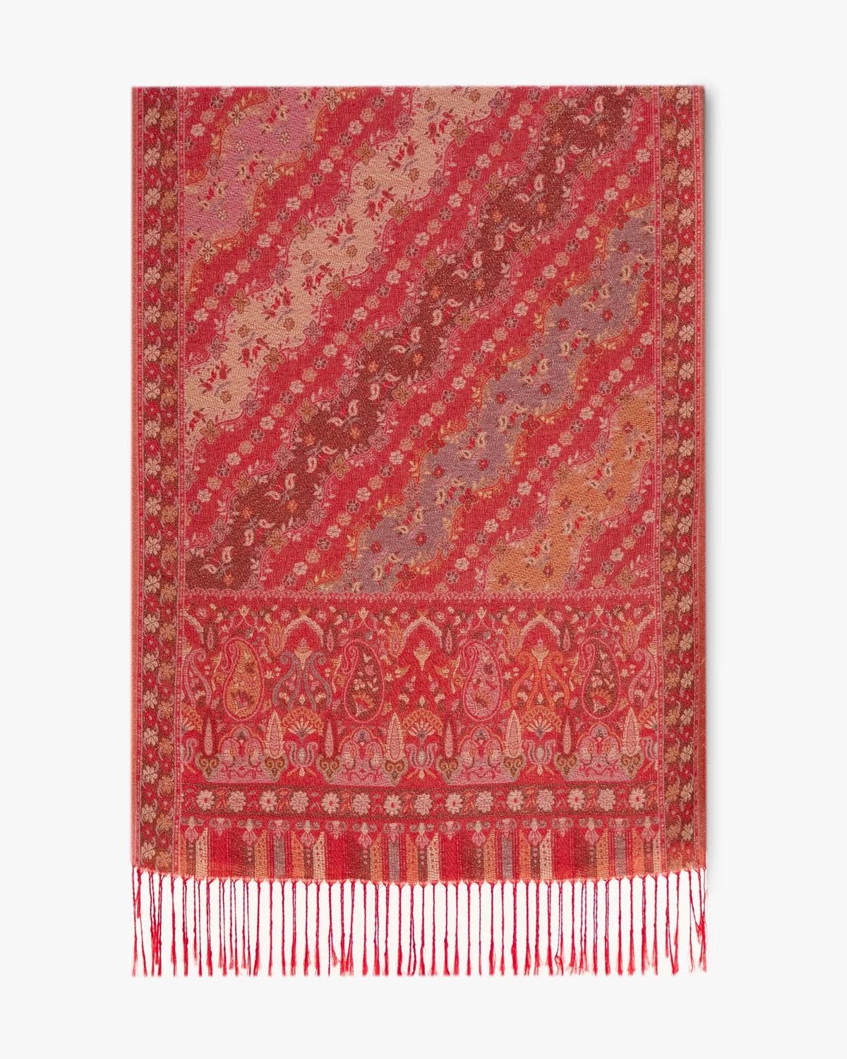 Angled Floral Paisley Shimmer Pashmina