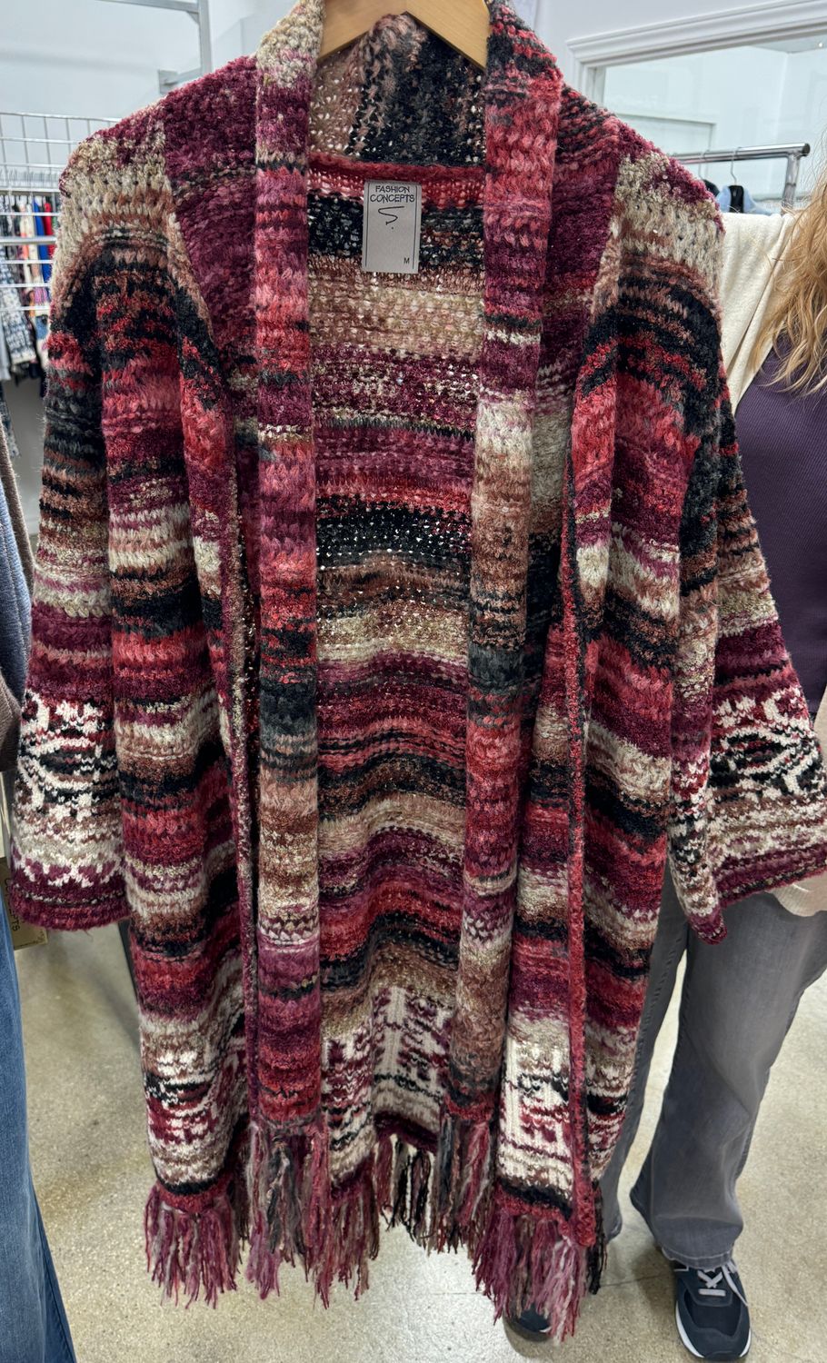 Varigated Fringe Hem Cardigan
