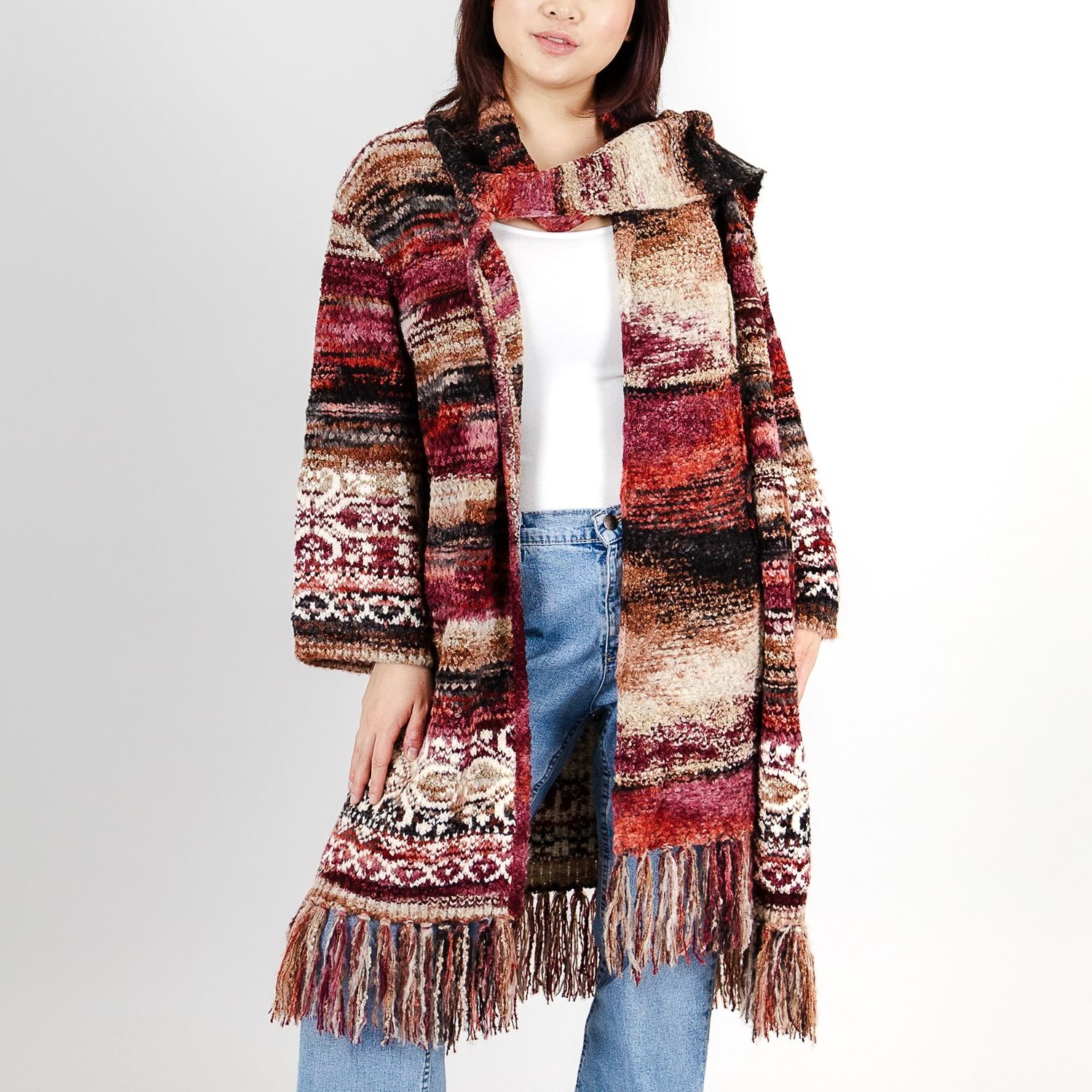 Varigated Fringe Hem Cardigan