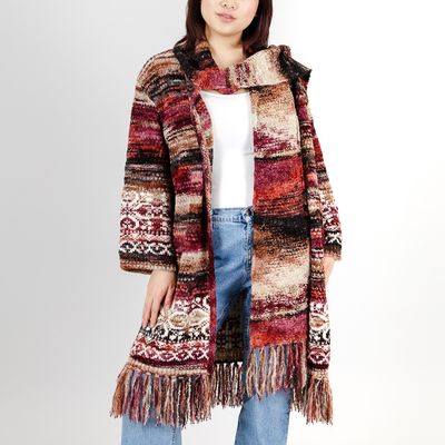 Varigated Fringe Hem Cardigan