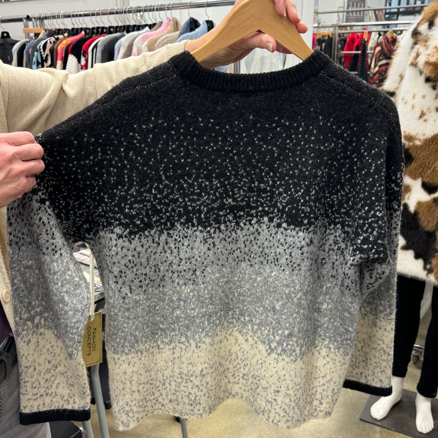 Gradient Fleck Striped Sweater
