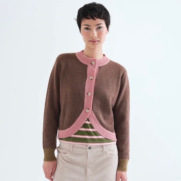 Curved Front Button Cardi