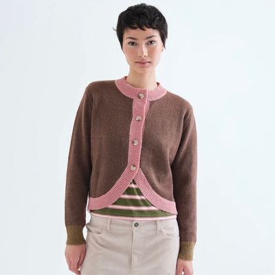 Curved Front Button Cardi