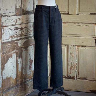Relaxed Barrel Leg Checked Trouser, Charcoal/Black