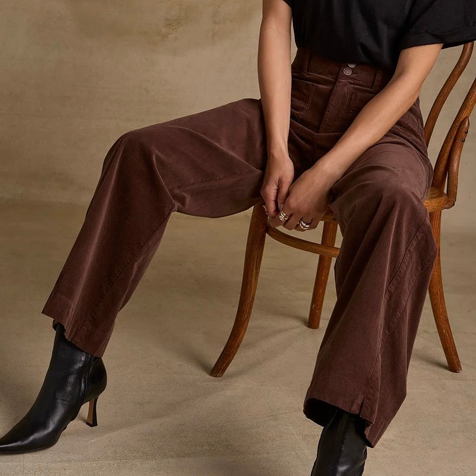 Emma Hi Rise Patch Pkt Velvety Fine Cord, Coldbrew