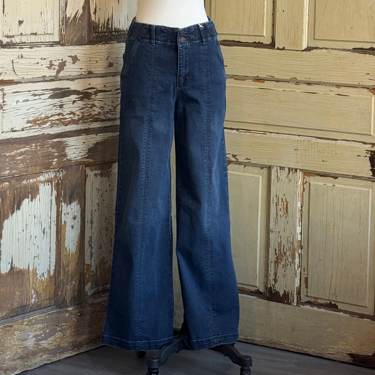 Emma Skyrise Wide Leg Front Leg Seam, Indigo
