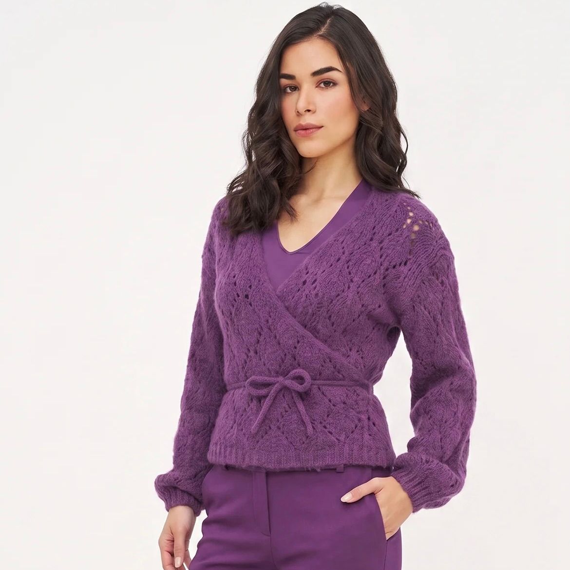 🇨🇦 Diamond Knit Tie Wrap Cardigan