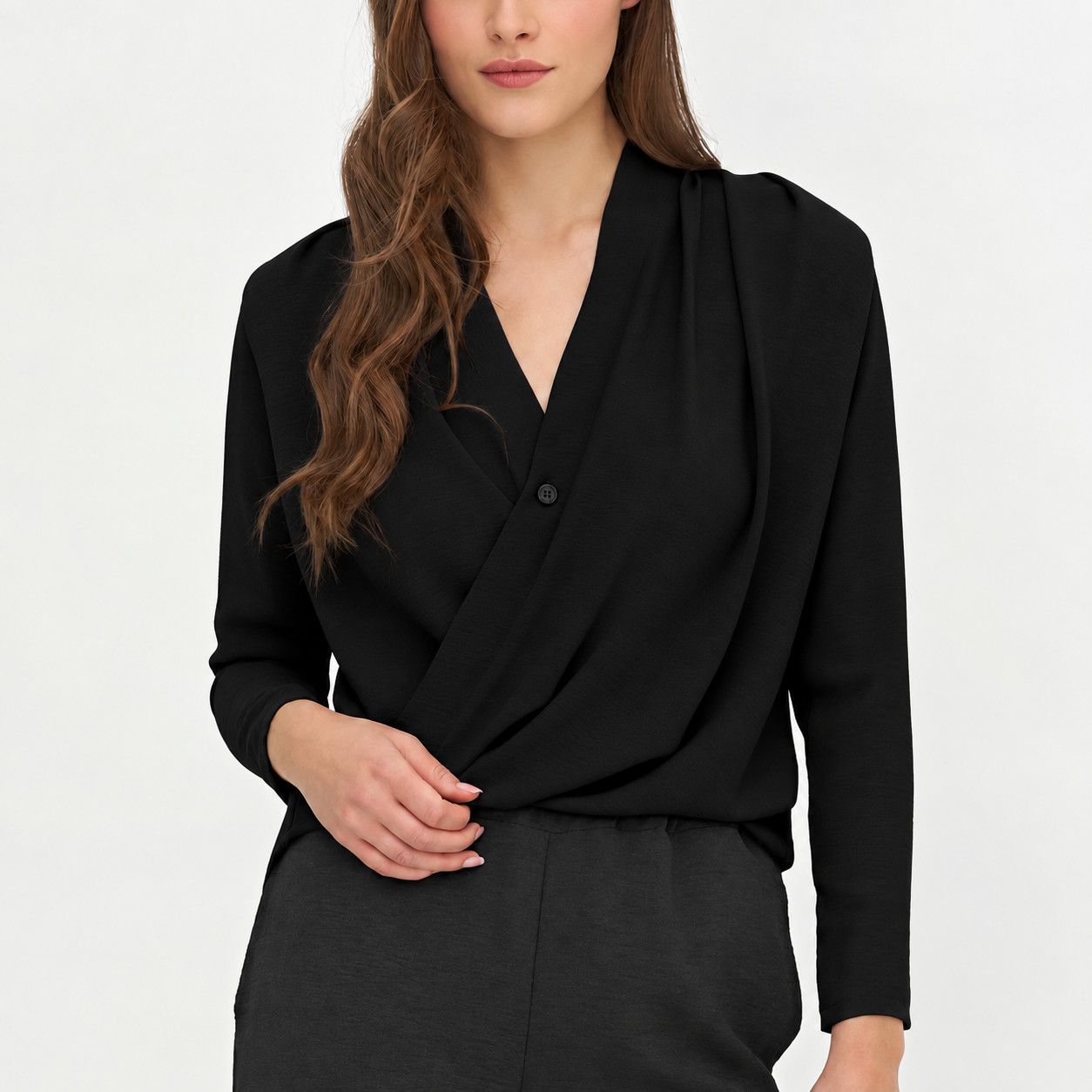 🇨🇦 Draped Wrap Pleated Back Top