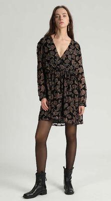 Djamel Paisley Print Velvet Dress
