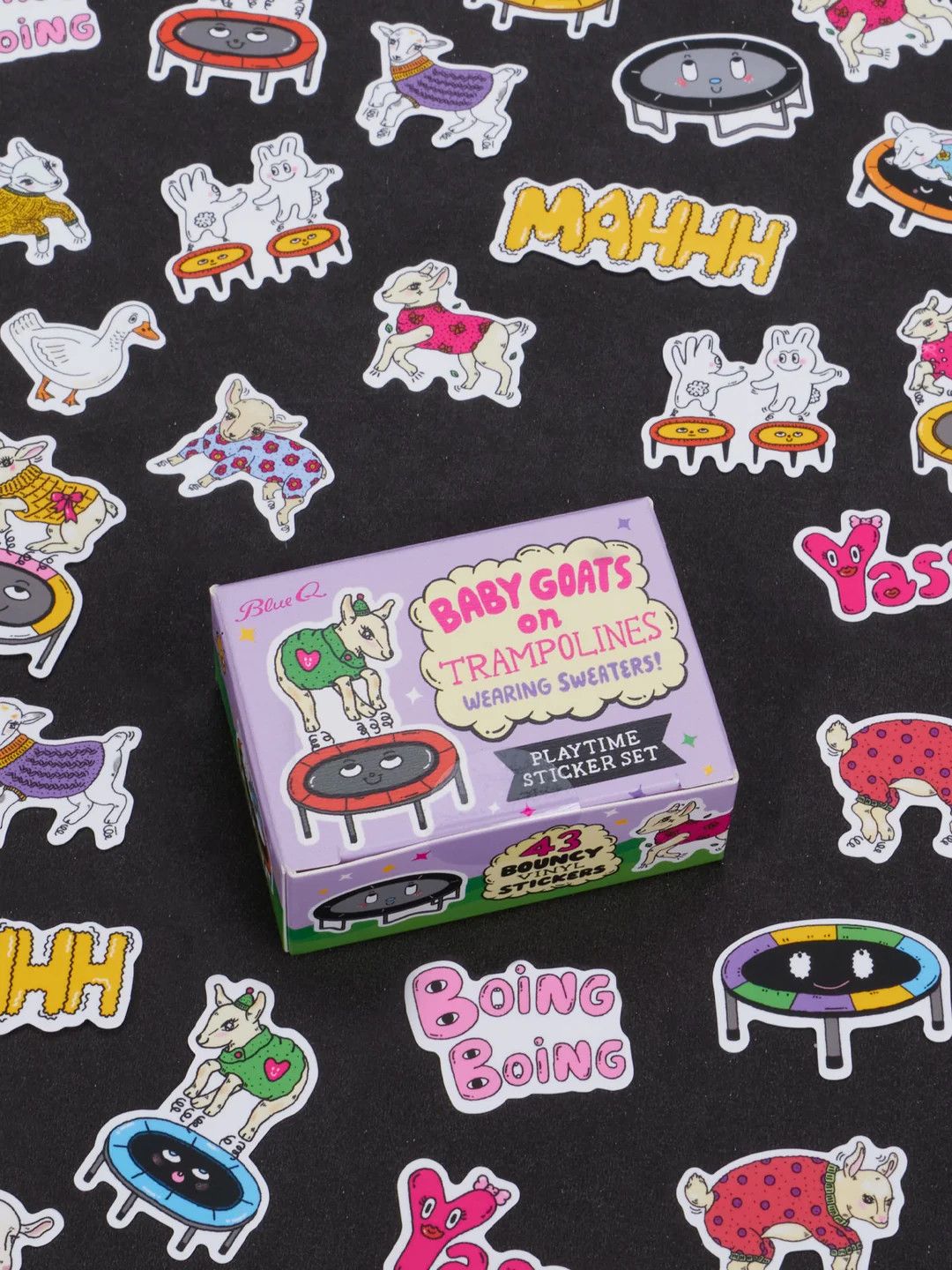 Baby Goats On Trampolines Wearing Sweaters Sticker Set