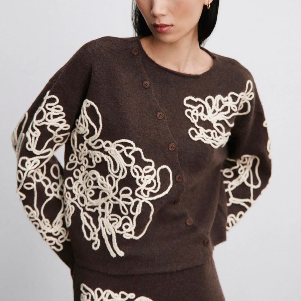 Erias Abstract Embroidered Cardigan