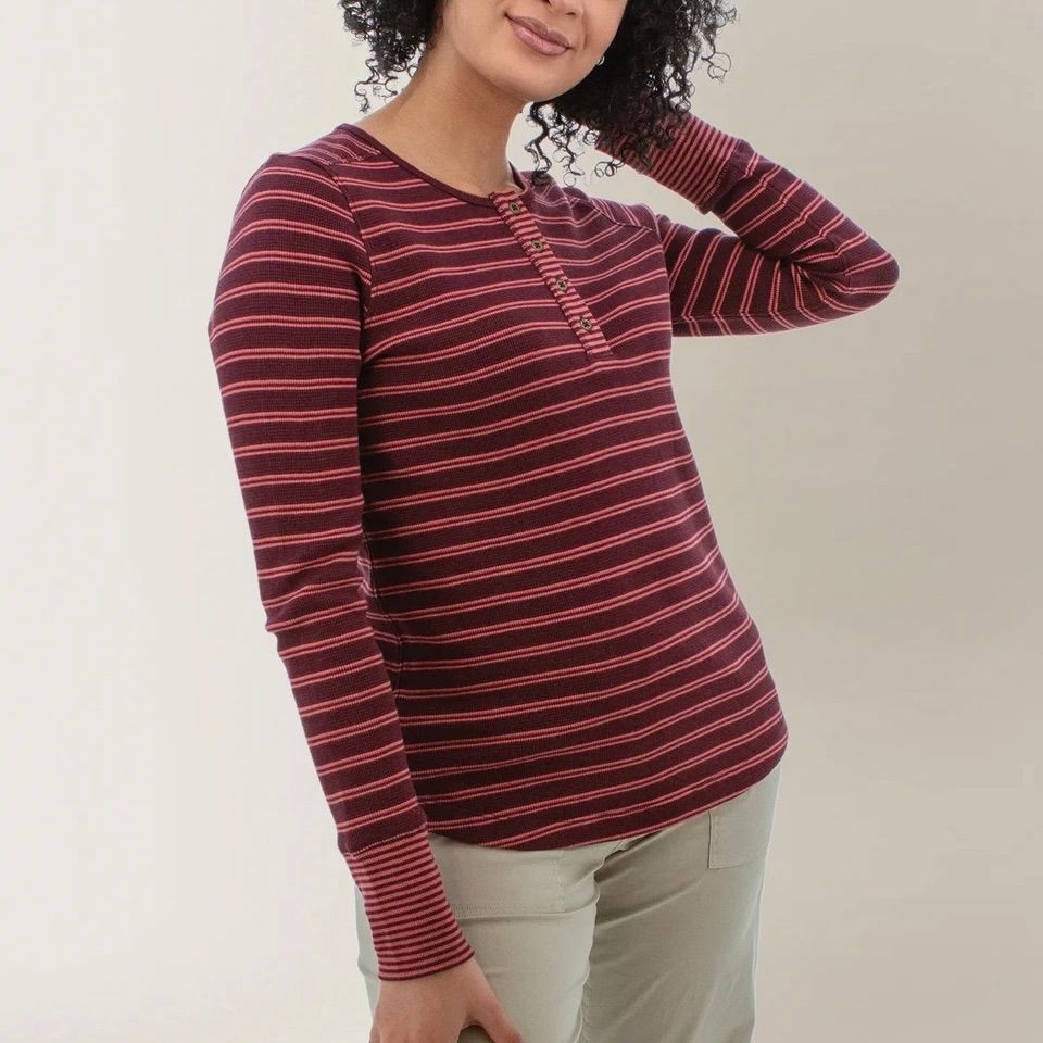 Nichole Thermal Striped Henley