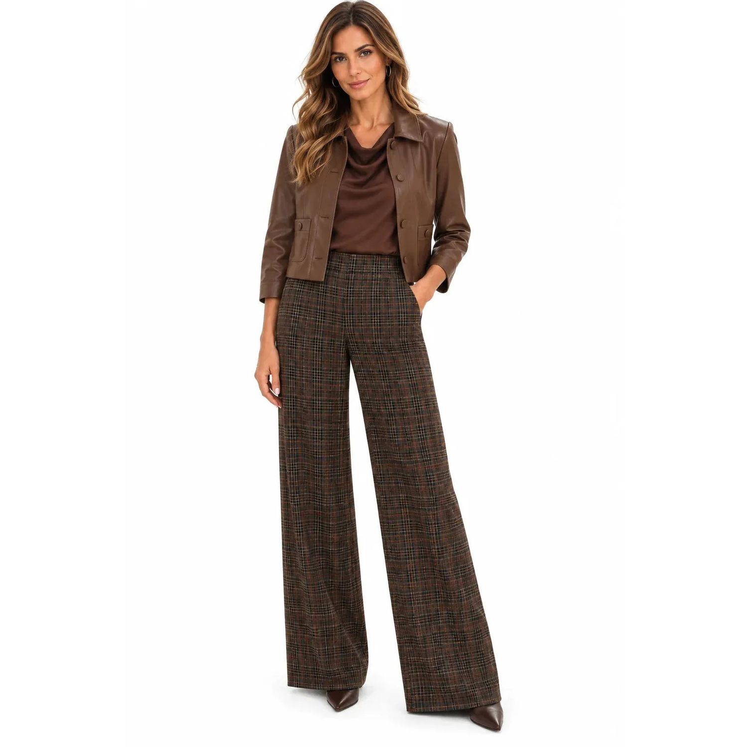 🇨🇦 Plaid Ponte Wide Leg Pant