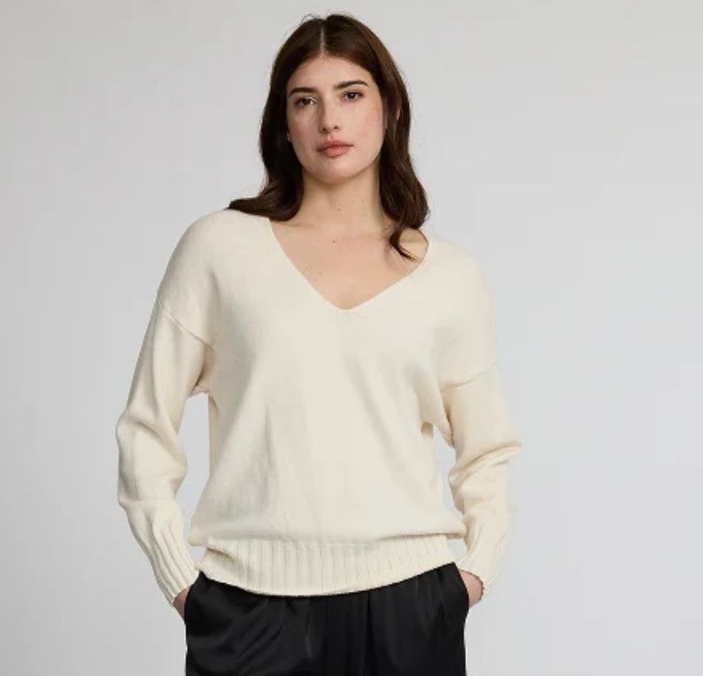 🇨🇦 Ribbed Trim V Neck Sweater