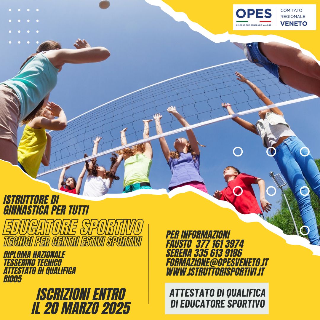 Corso di Istruttore I° livello GINNASTICA PER TUTTI - Educatori Sportivi per Centri Estivi Sportivi