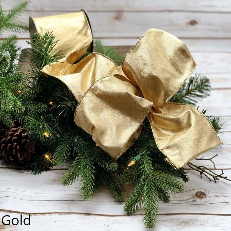 4" x 10yds gilded dupion, antique gold